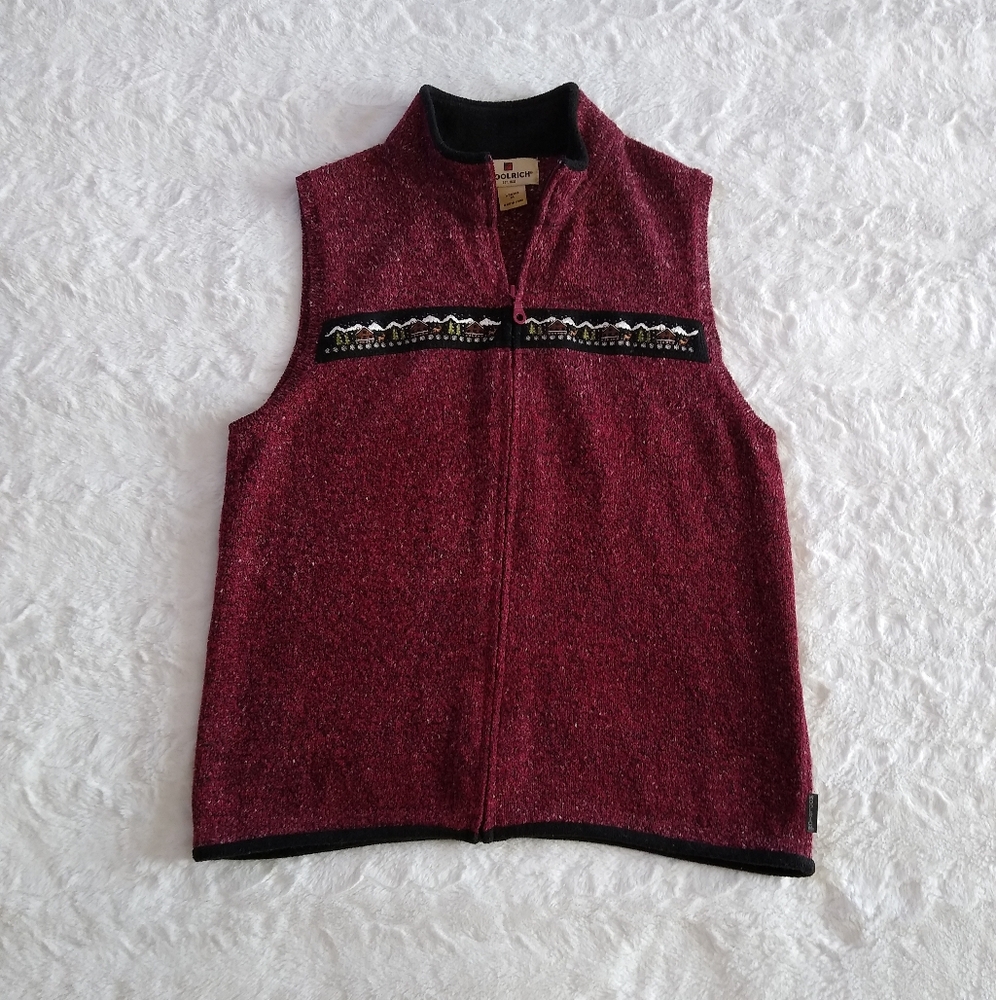 Woolrich Ruby Winter Holiday Zip Up Sweater Vest